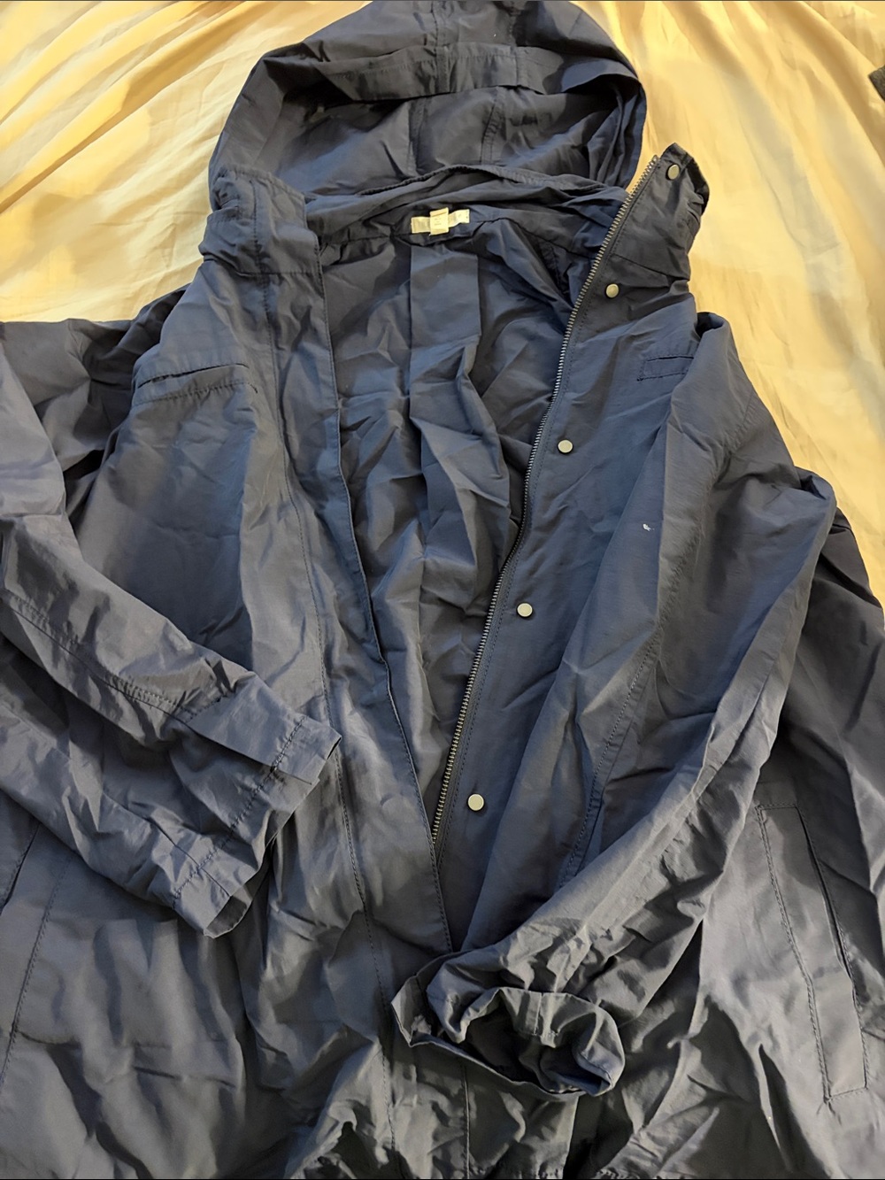 Eileen Fisher Navy Hooded Raincoat